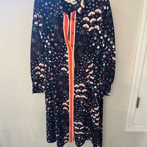 Boden Blue and Orange Long Sleeve Polo Dress